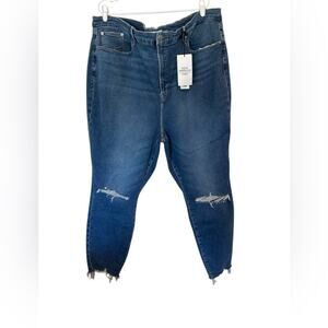 NWT Good American X Zara High-Rise Skinny Jeans Size 30 Plus Denim Distressed